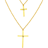 14k Yellow Gold Diamond Duo Crosses Necklace 18in