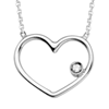 14k White Gold Wire .01 ct Diamond Heart Necklace