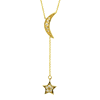 14k Yellow Gold 1/10 ct tw Diamond Crescent Moon and Star Necklace