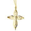 14k Yellow Gold Passion Cross with Five Diamond Accents Necklace 18in