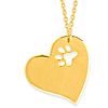 14k Yellow Gold Heart Dog Paw Necklace