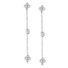 1/8 ct tw Diamond Bezel and Cluster Dangle Earrings 14k White Gold