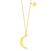 Crescent Moon and Star Necklace 14k Yellow Gold 