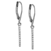 14k White Gold Cubic Zirconia Mini Bar Dangle Leverback Earrings