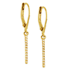 14k Yellow Gold Cubic Zirconia Mini Bar Dangle Leverback Earrings