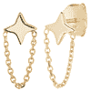 14k Yellow Gold Star With Chain Drape Earrings