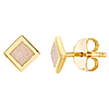 14k Yellow Gold Mother of Pearl Square Stud Earrings