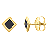 14k Yellow Gold Black Enamel Square Stud Earrings