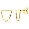 14k Yellow Gold Small Bar And Drape Chain Earrings