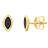 14k Yellow Gold Black Enamel Marquise Stud Earrings