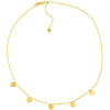 14k Yellow Gold Heart Charms Adjustable Choker Necklace
