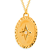 14k Yellow Gold .01 ct tw Diamond Oval Medallion Star Necklace