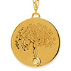 14k Yellow Gold .015 ct Diamond Tree of Life Necklace