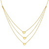 14k Yellow Gold Three Puffed Hearts Station Three Strand Necklace