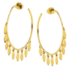 14k Yellow Gold Open Round Hoop Earrings With Marquise Dangles