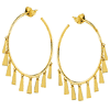 14k Yellow Gold Open Round Hoop Earrings With Dangle Tapered Bars