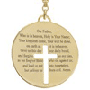 14k Yellow Gold Lord's Prayer Disc Necklace with Cross