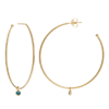 14k Yellow Gold Hoop Earrings With Dangle Turquoise Enamel