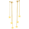 14k Yellow Gold Front to Back Triple Strand Dangling Star Earrings