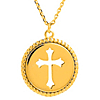 14k Yellow Gold Small Pierced Cross Medallion Necklace