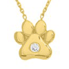 14k Yellow Gold .03 ct Diamond Paw Print Necklace