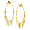14k Yellow Gold Round Hoop Earrings With Dangle Bars