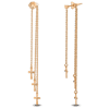14k Yellow Gold Triple Mini Cross Front to Back Dangle Earrings