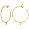 14k Yellow Gold Open Hoop Earrings with Diamond Bezel Dangle