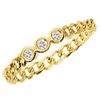 14k Yellow Gold 1/10 ct tw 3-Stone Diamond Bezel Curb Link Chain Ring