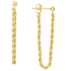 14k Yellow Gold Front to Back Rope Chain Ball Post Earrings