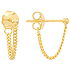 14k Yellow Gold Curb Link Chain Front To Back Earrings