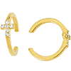 14k Yellow Gold .05 ct tw Diamond Cross Earring Cuffs