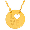 14k Yellow Gold Round Heart Love Necklace with Cut Out Heart