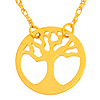 14k Yellow Gold Round Tiny Tree of Life Necklace