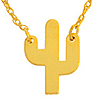 14k Yellow Gold Tiny Catcus Charm Necklace