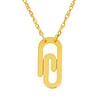 14k Yellow Gold Paper Clip Charm Necklace