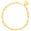 14k Yellow Gold Paper Clip Link Bracelet with Heart Charm