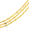 14k Yellow Gold Bead and Rice Triple Strand Necklace