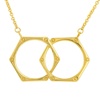 14k Yellow Gold Interlocked Hexagon Rings Necklace
