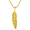 14k Yellow Gold Feather Charm Necklace