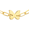 14k Yellow Gold Kid's Butterfly Paper Clip Link Bracelet