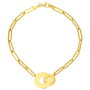 14k Yellow Gold Interlocked Discs Paper Clip Link Bracelet