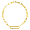 14k Yellow Gold 1/20 ct tw Diamond Paper Clip Link Bracelet