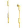 14k Yellow Gold Long Thin Paper Clip Dangle Earrings