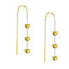 14k Yellow Gold Triple Puffed Heart Threader Earrings