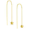 14k Yellow Gold Puffed Star Threader Earrings