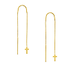 14k Yellow Gold High Polish Cross Threader Earrings
