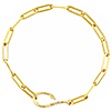 14k Yellow Gold Paper Clip Bracelet with Diamond Fish Hook Closure