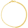 14k Yellow Gold 50/50 Mixed Paper Clip and Curb Link Bracelet