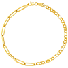 14k Yellow Gold 50/50 Paper Clip and Rolo Chain Bracelet